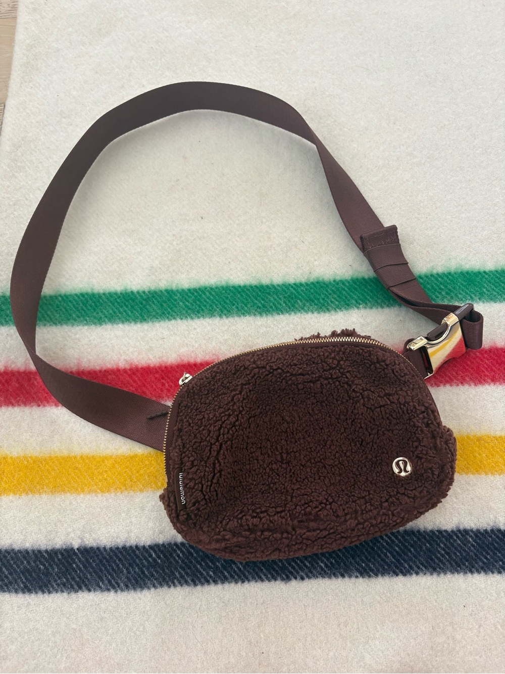 lululemon athletica Chocolate Brown Sherpa Crossbody Belt Bag